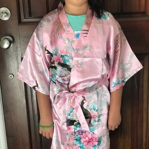New Pink Girls Japanese Asian Kimono Robe Size 12